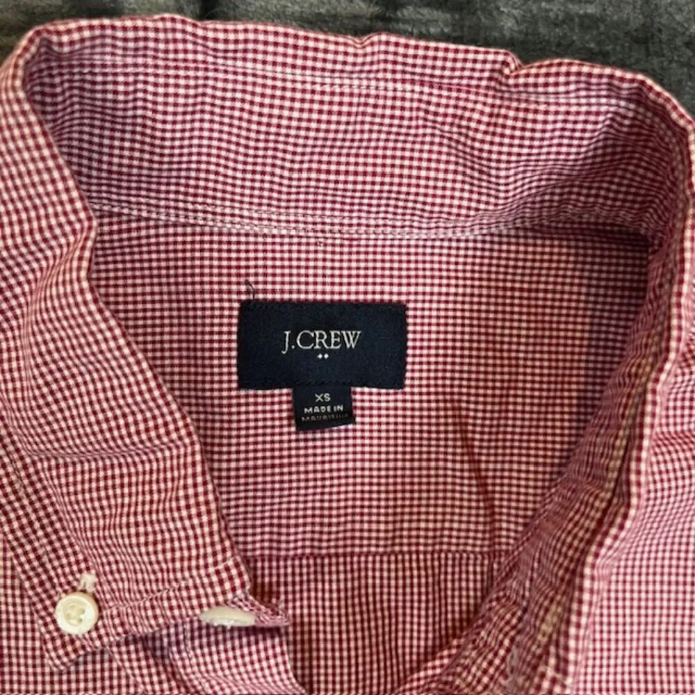 J. Crew Red and White Gingham Check Men's Button‎ Down Shirt Size XS
